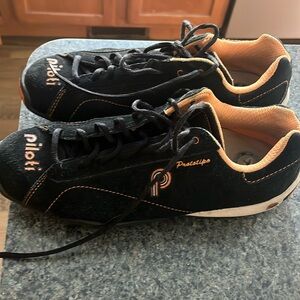 Piloti Driving Shoes Prototipo Men's Size 8.5 and Black Suede and Orange